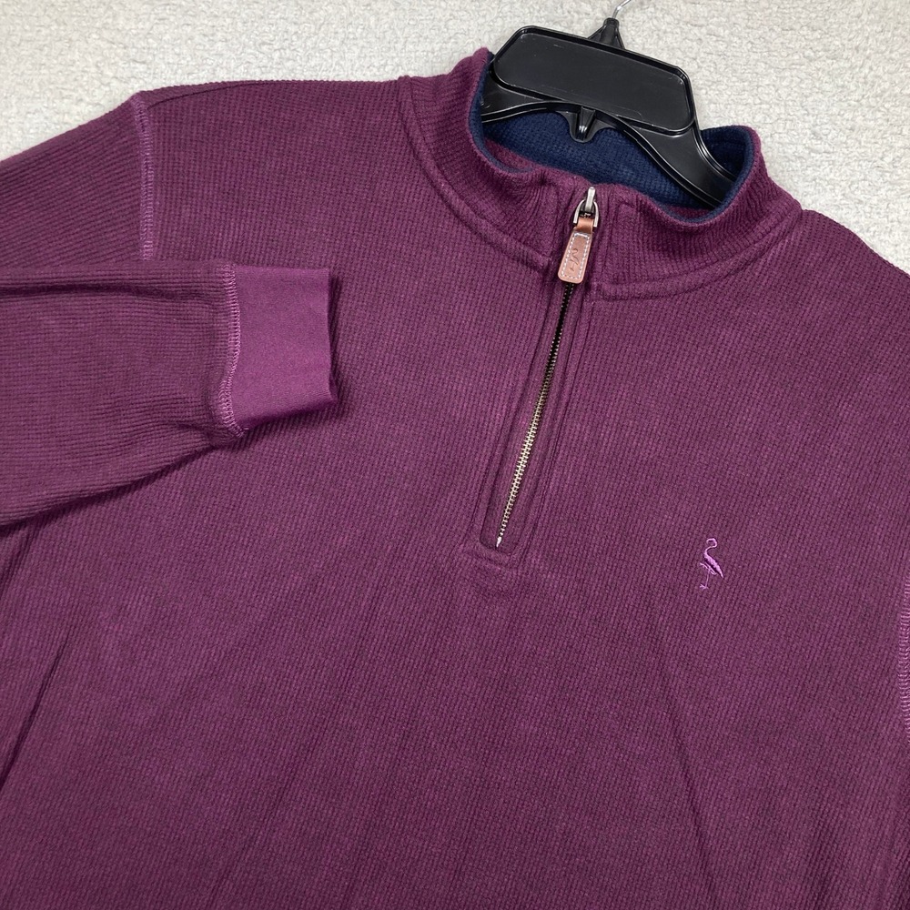 Tailorbyrd Collection 1/4 Zip Pullover Mens L Purple Waffle Knit Modal Blend‎